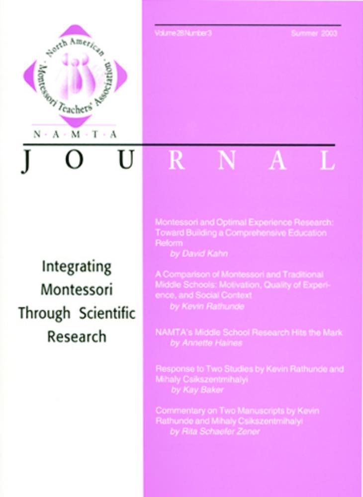 Comparison of Montessori and Middle Schools: Motivation, Quality of Experience and Social Context