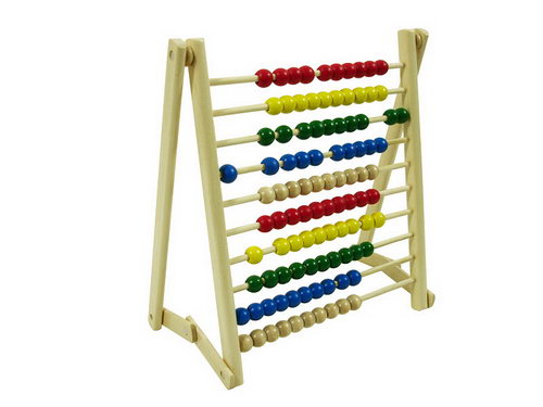 Large Wooden Abacus with Colour Beads