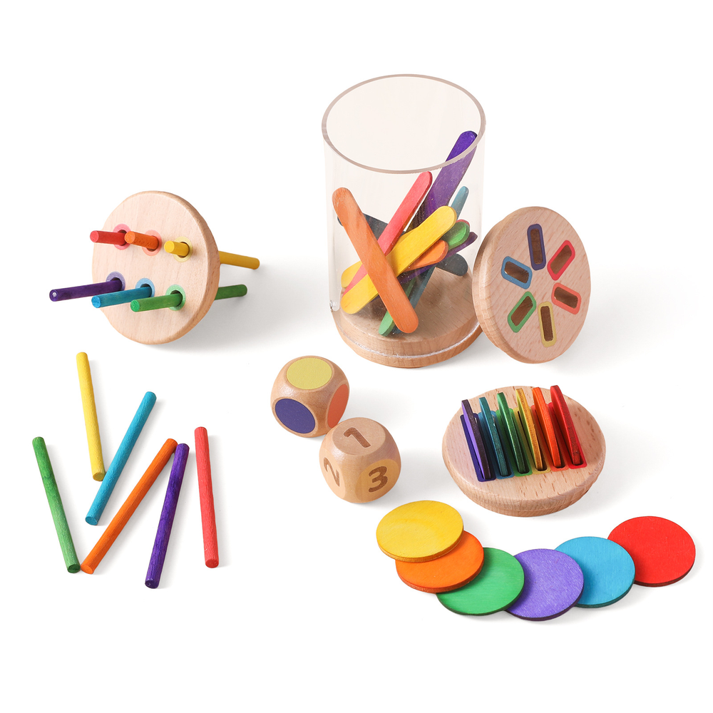 Rainbow Sorting Cup with Sticks & Coins