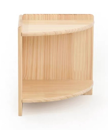 Corner Cabinet with 2 Shelves in Rubber Tree Wood
