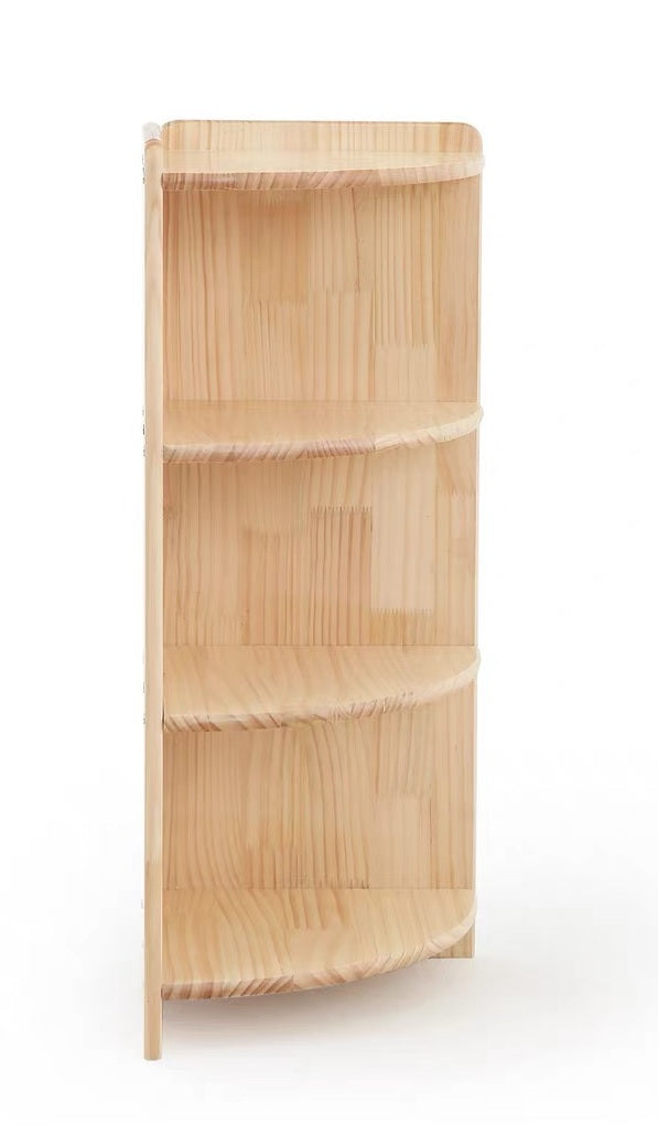 Corner Cabinet with 4 Shelves in Rubber Tree Wood