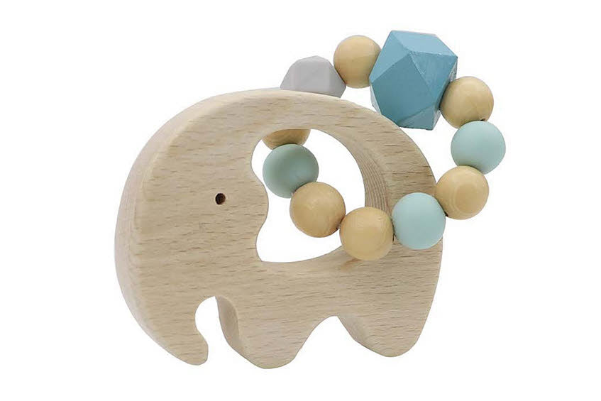 Elephant Rattle with Silicone Bead